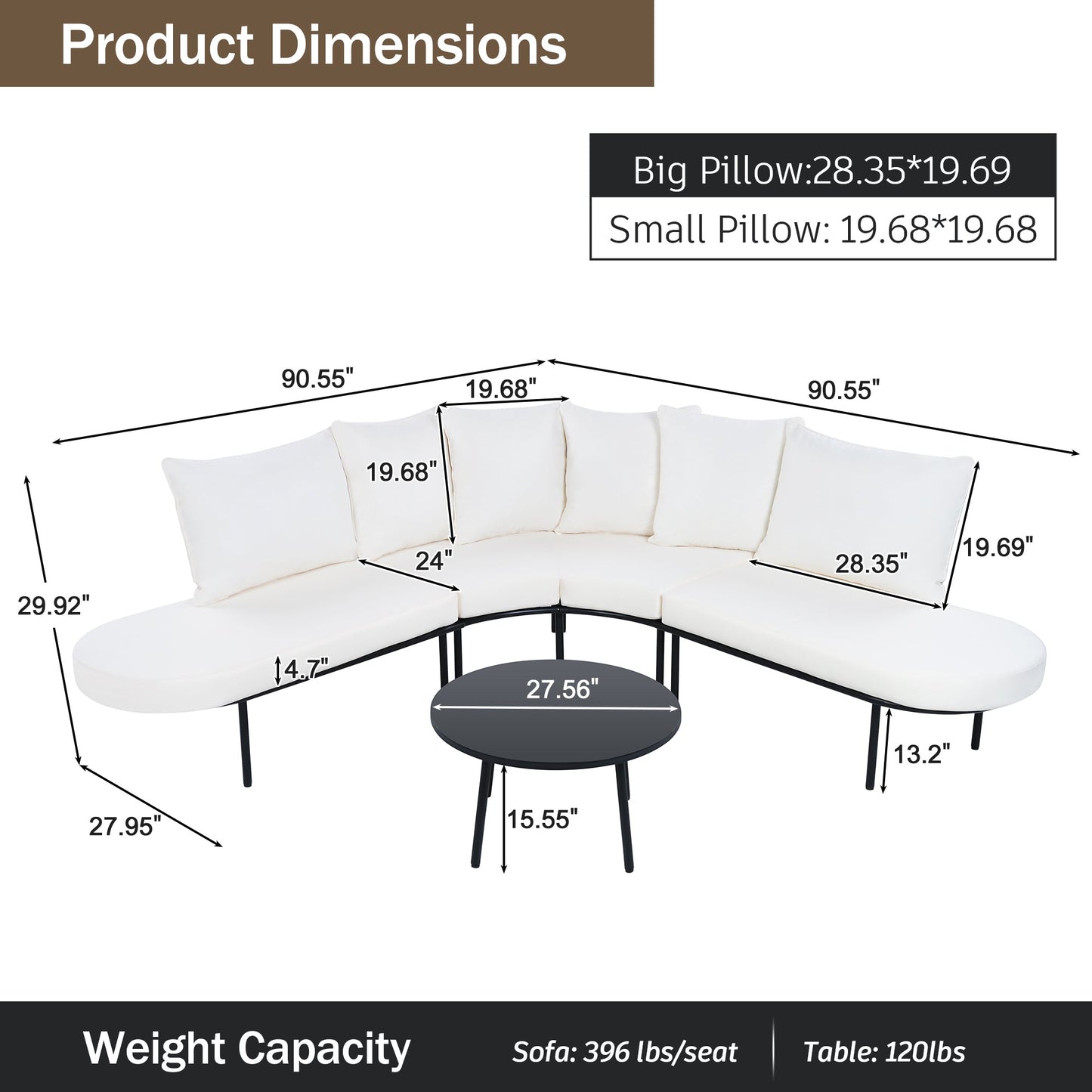 EverCart™ Half-Moon Curved Patio Sofa Set