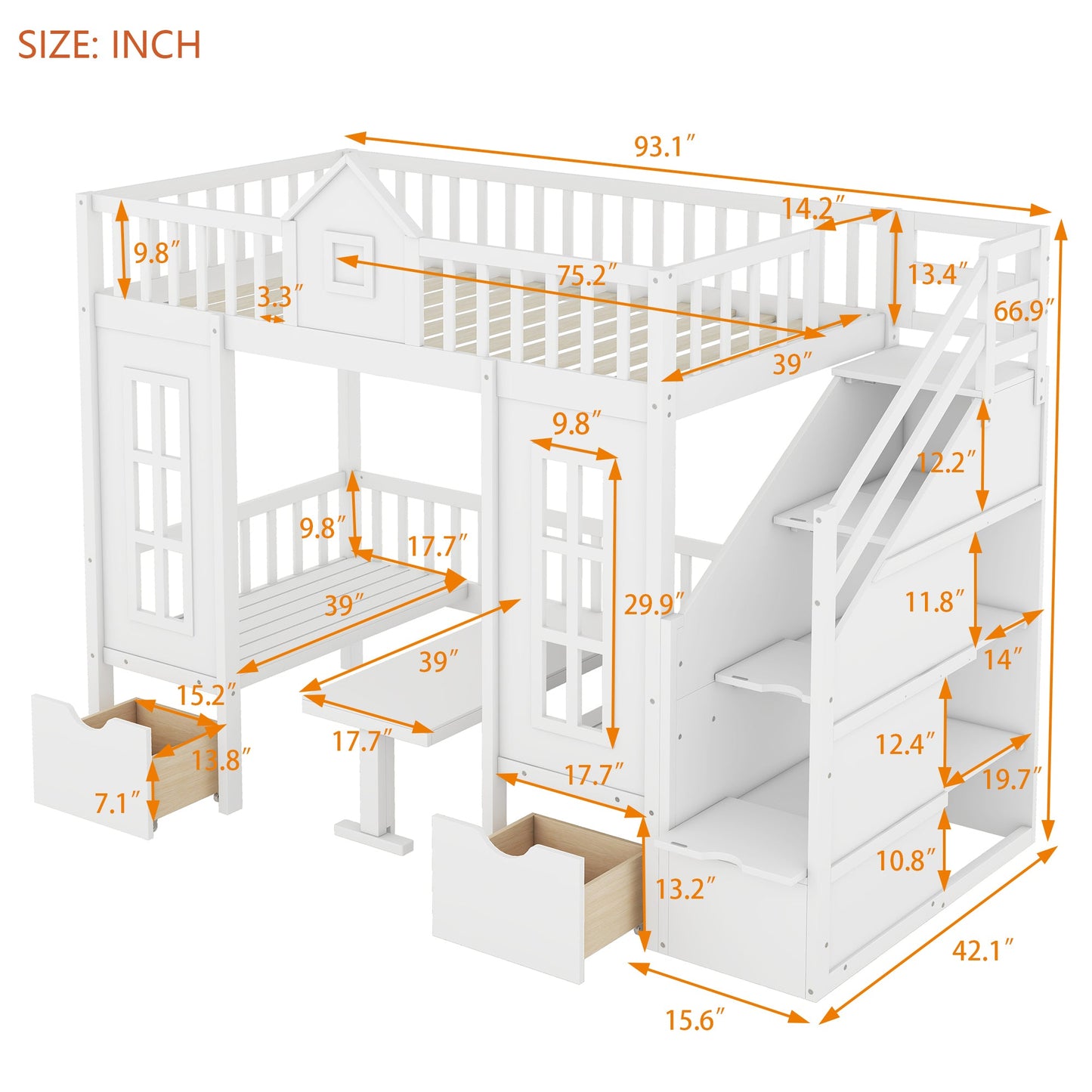 EverCart™ PlayHaus Twin-Over-Twin Bunk Bed
