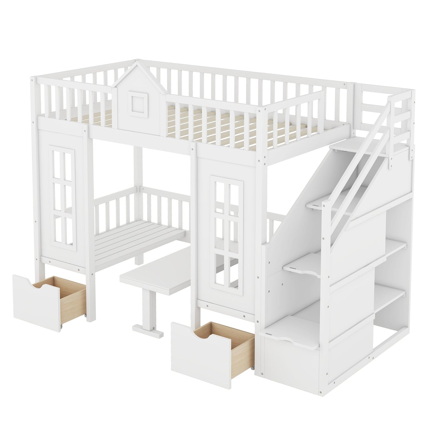 EverCart™ PlayHaus Twin-Over-Twin Bunk Bed