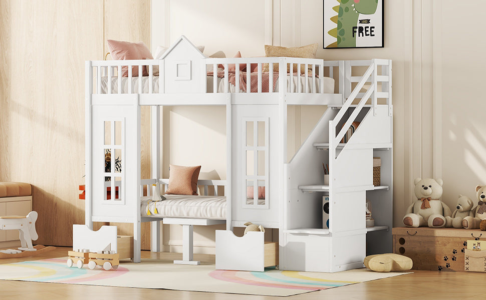 EverCart™ PlayHaus Twin-Over-Twin Bunk Bed