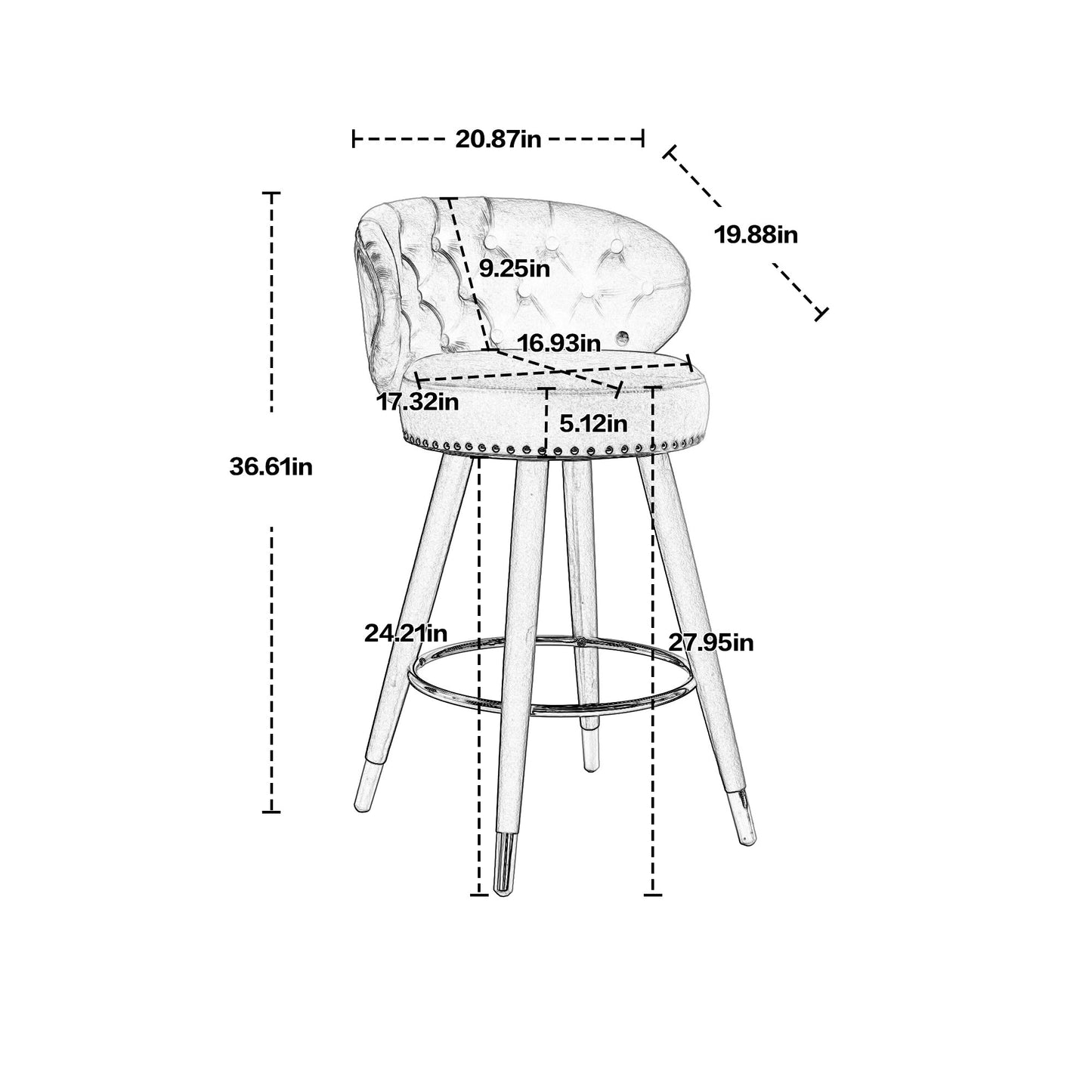 EverCart™ Counter Height Velvet Bar Stools (Set of 2)