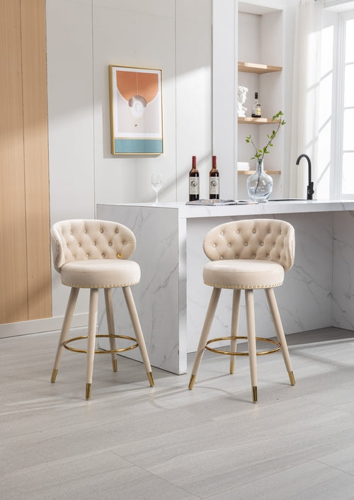 EverCart™ Counter Height Velvet Bar Stools (Set of 2)