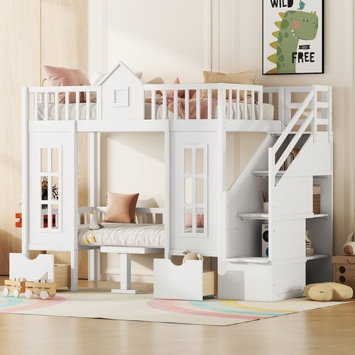 EverCart™ PlayHaus Twin-Over-Twin Bunk Bed