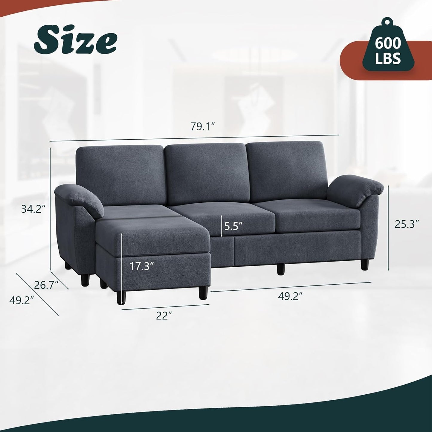 EverCart™ LinenLuxe Sectional Sofa