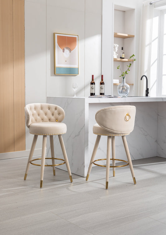 EverCart™ Counter Height Velvet Bar Stools (Set of 2)