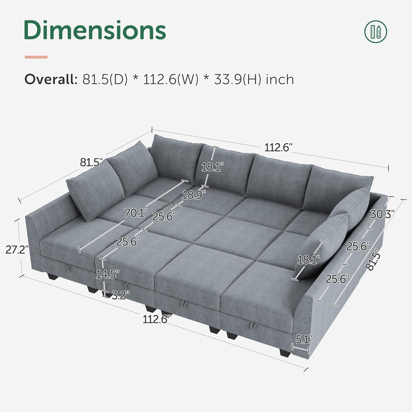 EverCart™ ModuLuxe Convertible Sectional Sofa