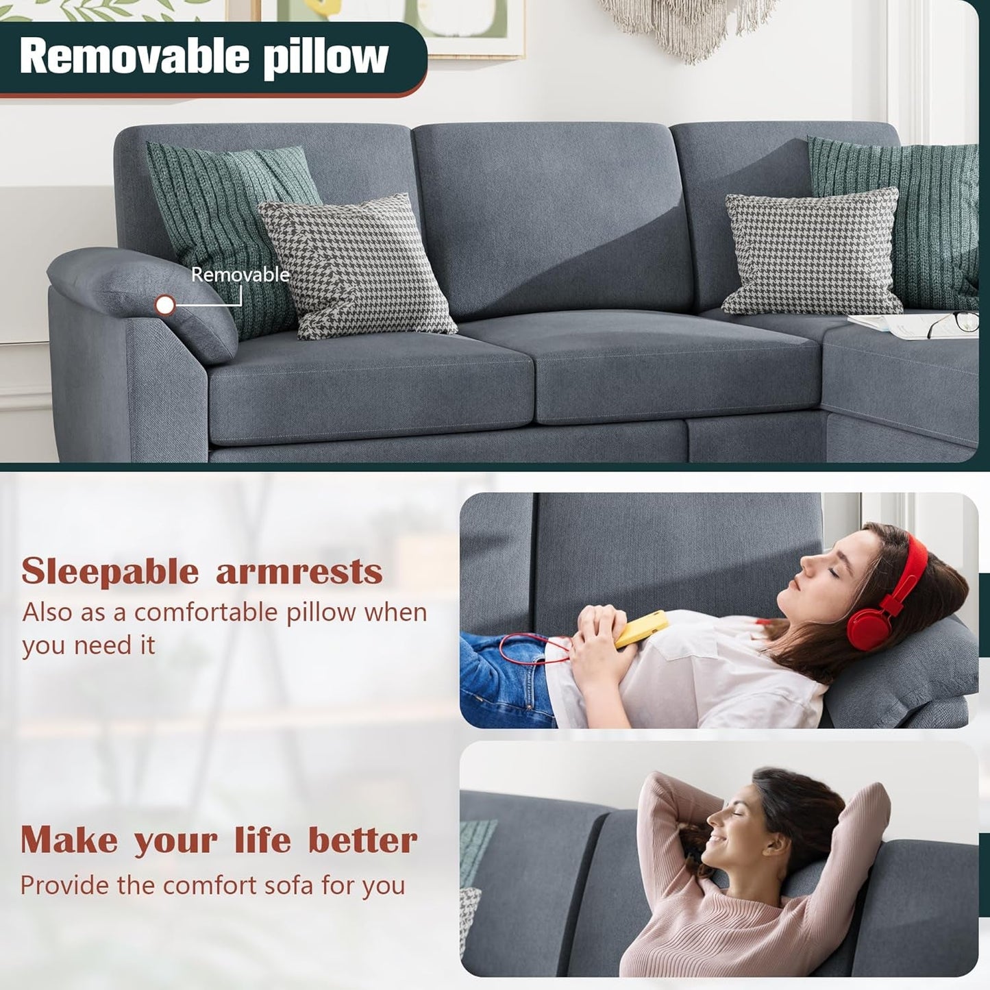 EverCart™ LinenLuxe Sectional Sofa