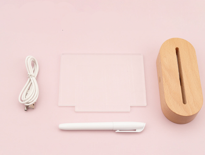 EverCart™ Wooden Table Lamp with Acrylic Message Board