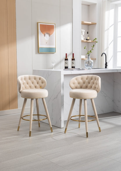 EverCart™ Counter Height Velvet Bar Stools (Set of 2)