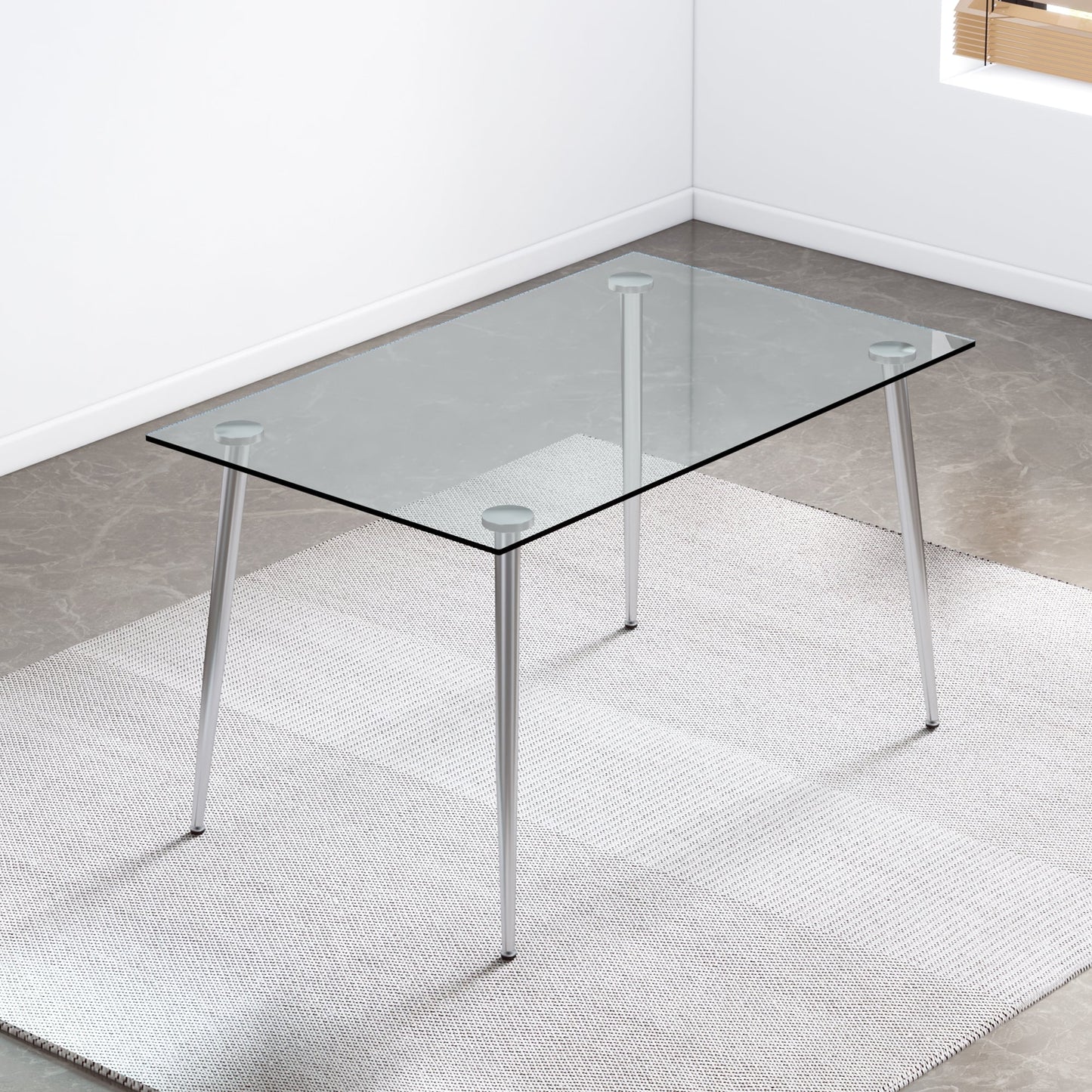 EverCart™ Modern Minimalist Rectangular Glass Dining Table
