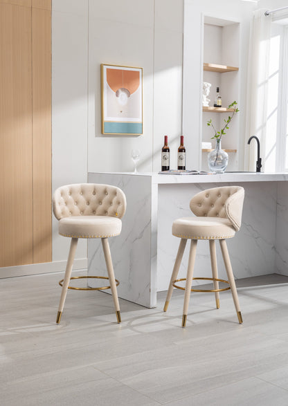 EverCart™ Counter Height Velvet Bar Stools (Set of 2)