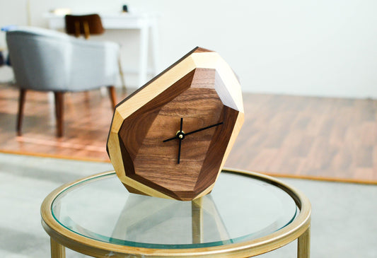 EverCart™ GeoTime Modern Wall & Table Clock – Handcrafted Hardwood
