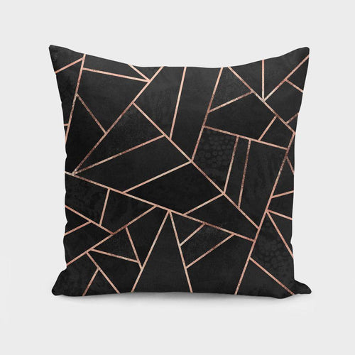 EverCart™ LuxeVelvet Cushion – Black & Rose Gold Accent Pillow (16")